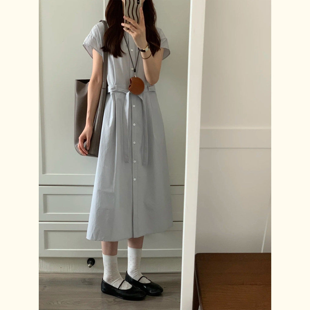 きれいめベルト付きAラインワンピ（小柄向け）
