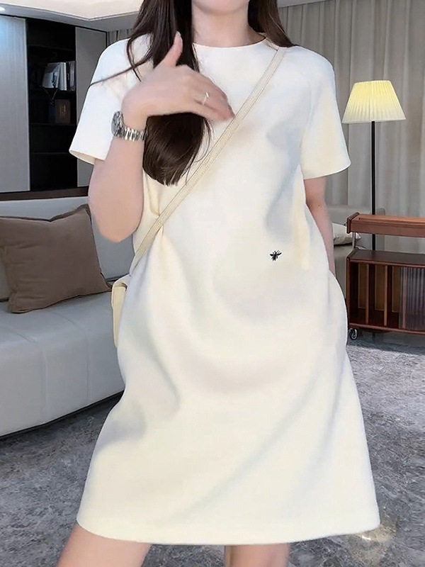 フレンチ上品半袖ティーワンピ（小柄向け）