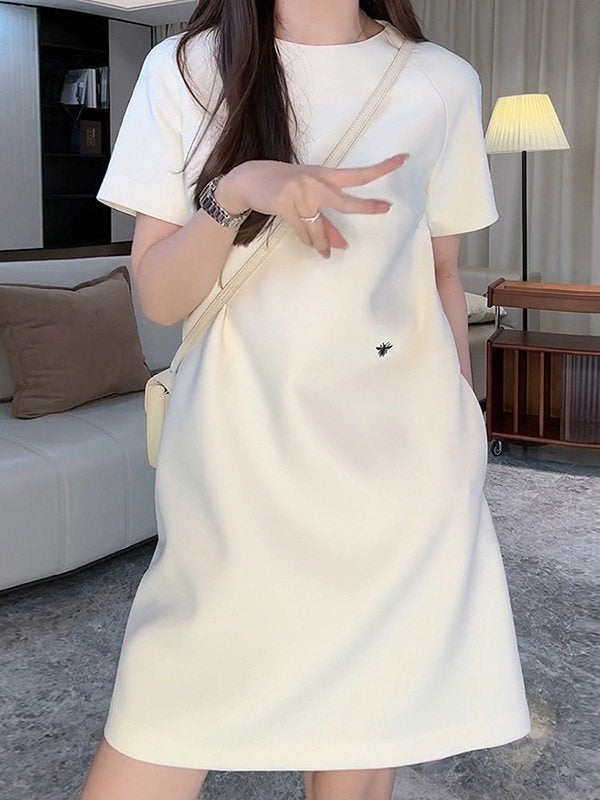 フレンチ上品半袖ティーワンピ（小柄向け）